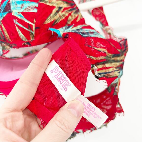 Victorias Secret VS PINK Date Racerback Padded Underwire Push Up Bra 32C Red - Picture 5 of 8